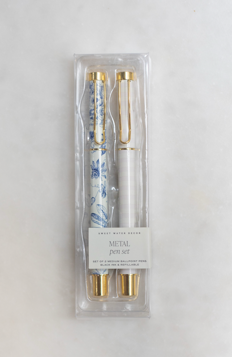 blue delft pen set