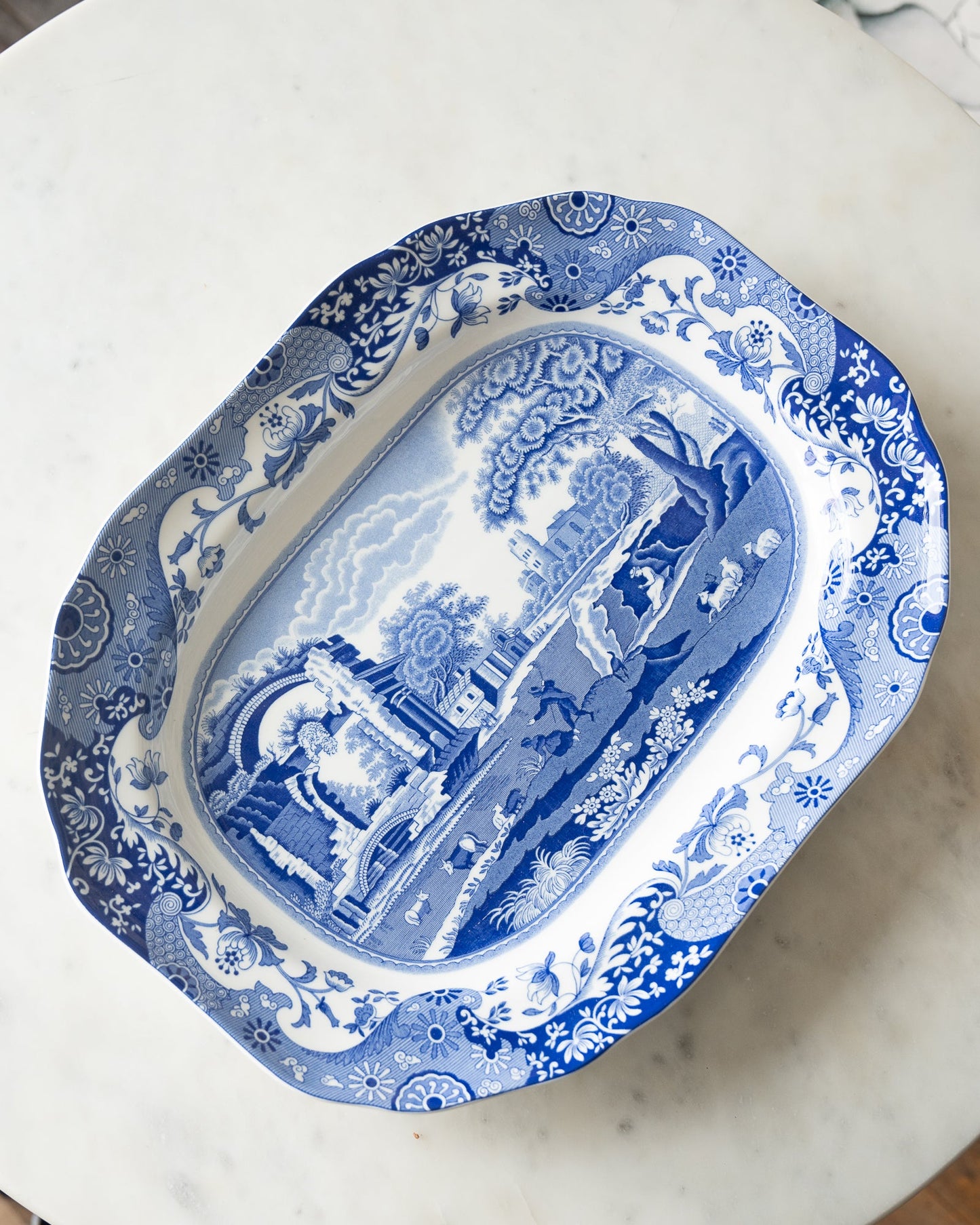 blue & white provence serving platter