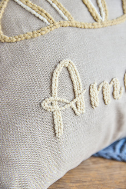 "amour" croissant pillow