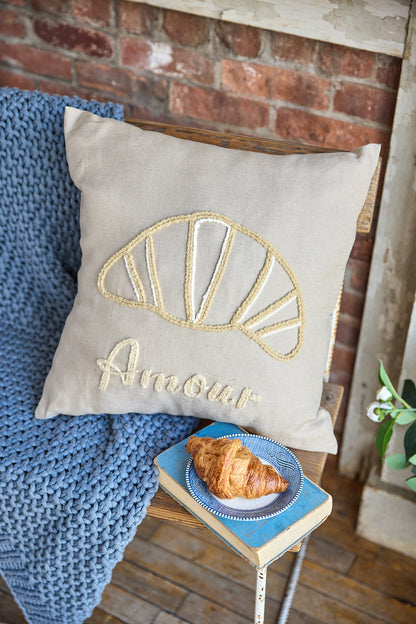 "amour" croissant pillow