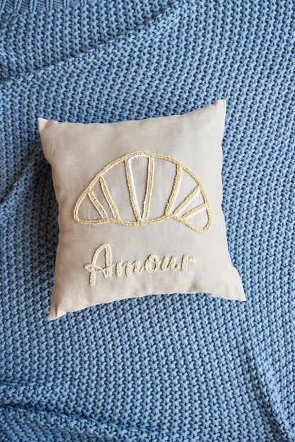 "amour" croissant pillow