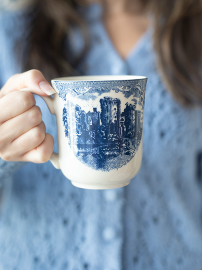 blue & white coffee mug set
