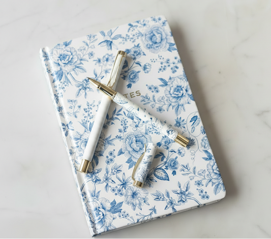 blue delft notes journal and pen set bundle