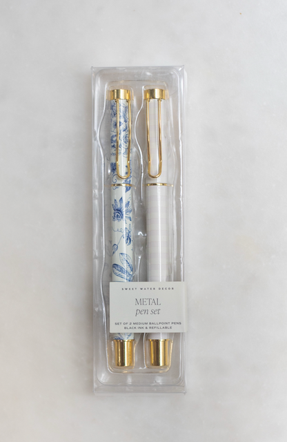 blue delft pen set