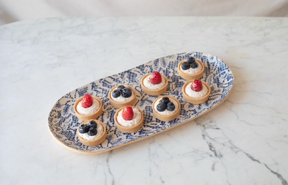 cobalt tapestry stoneware tray