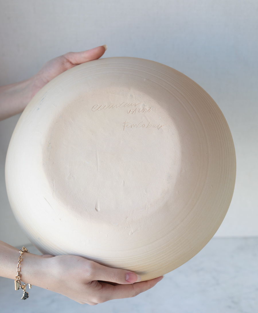 medium cobalt fern serving bowl