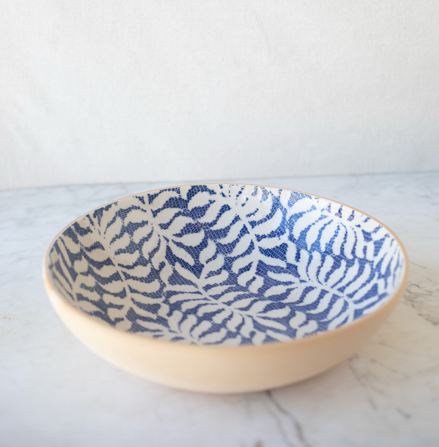 medium cobalt fern serving bowl