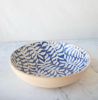 medium cobalt fern serving bowl
