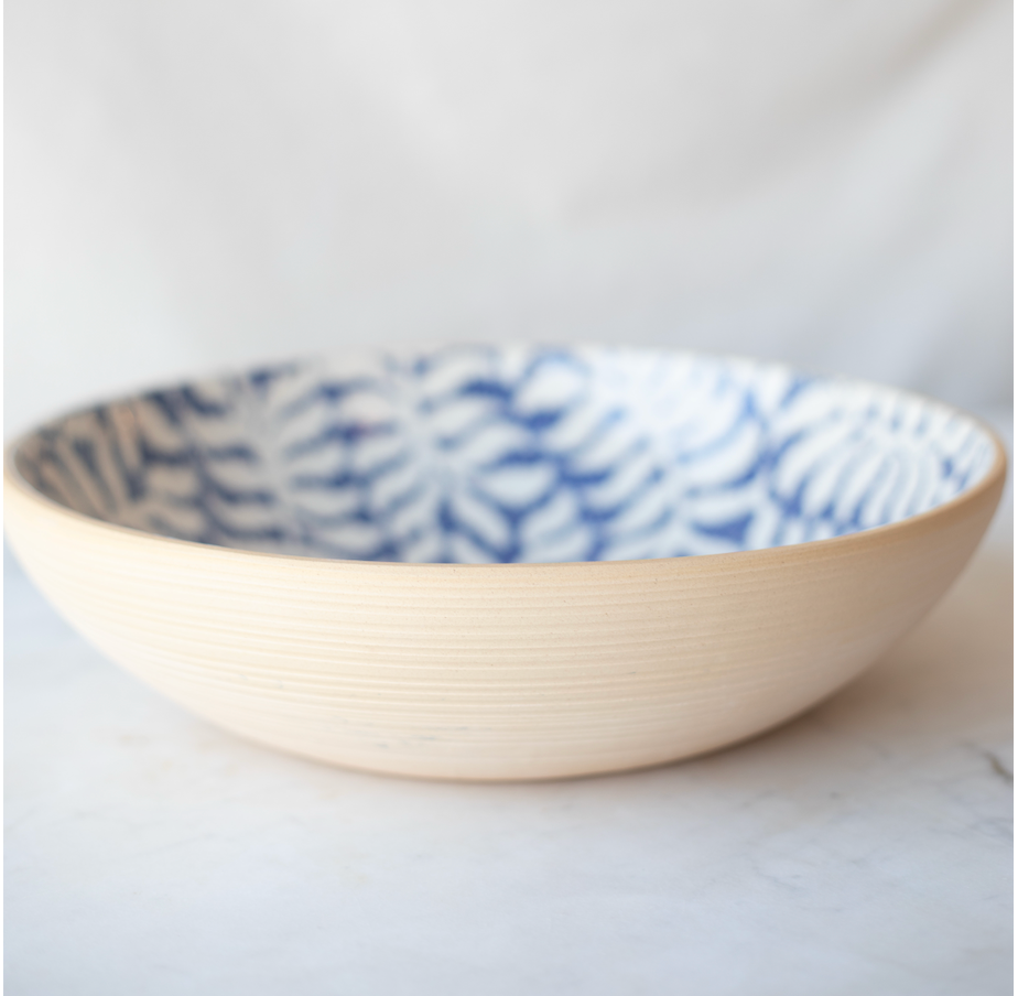 medium cobalt fern serving bowl
